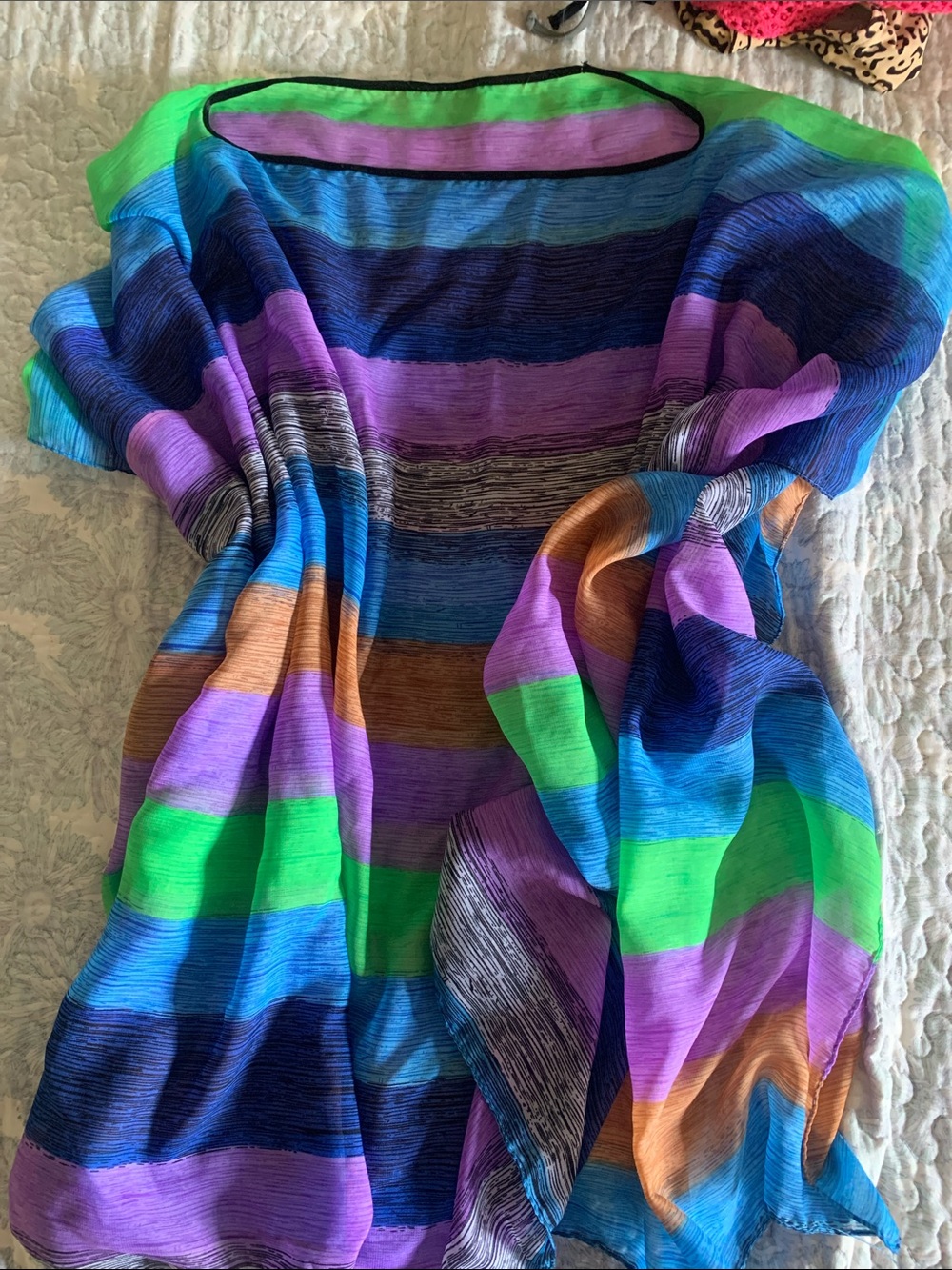 Multicolor Striped Lightweight Women’s Poncho style Cover
